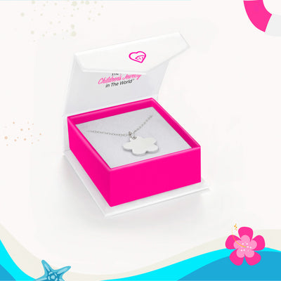 Classic Flower Silhouette 17mm Kids / Children's / Girls Pendant/Necklace Personalized - Sterling Silver