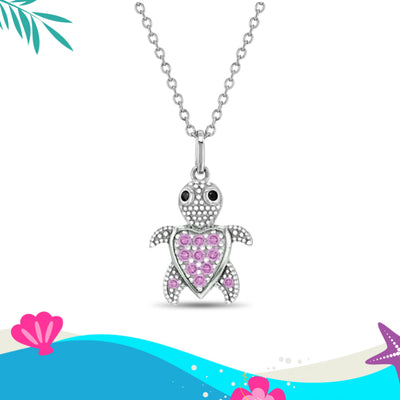 Adorable Turtle Kids / Children's / Girls Pendant - Sterling Silver