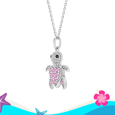 Adorable Turtle Kids / Children's / Girls Pendant - Sterling Silver
