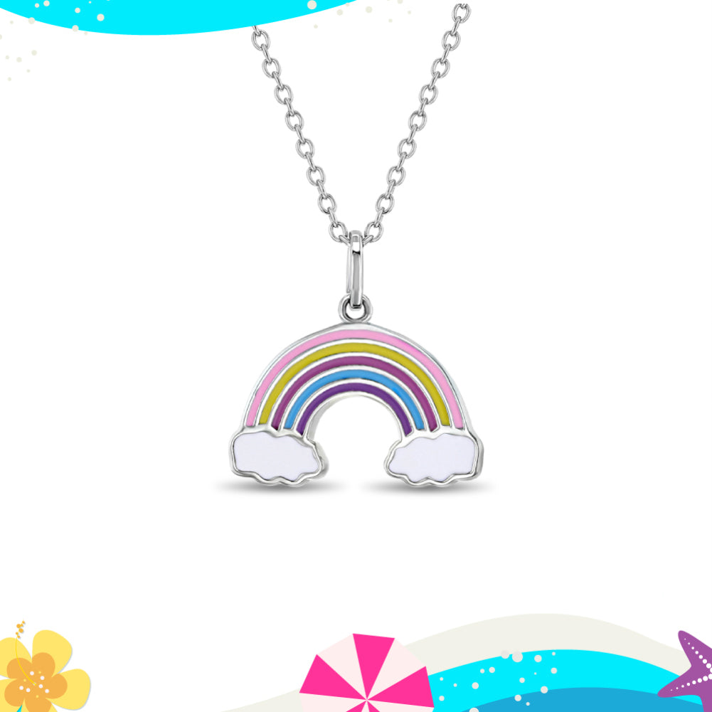 Colorful Rainbow Toddler/Girls Necklace Enamel - Sterling Silver