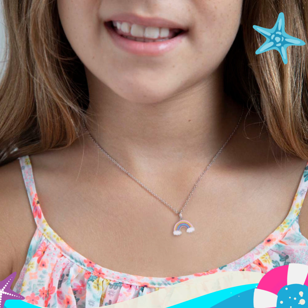 Colorful Rainbow Toddler/Girls Necklace Enamel - Sterling Silver