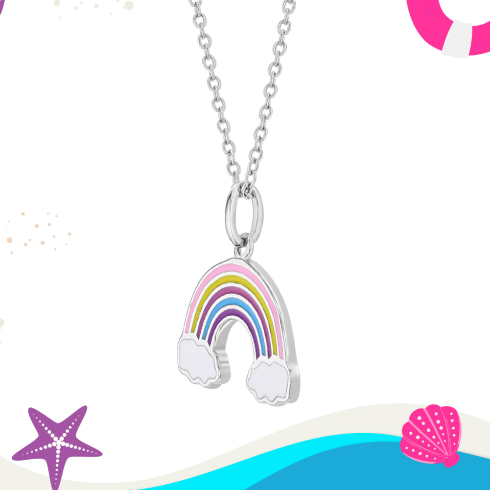 Colorful Rainbow Toddler/Girls Necklace Enamel - Sterling Silver