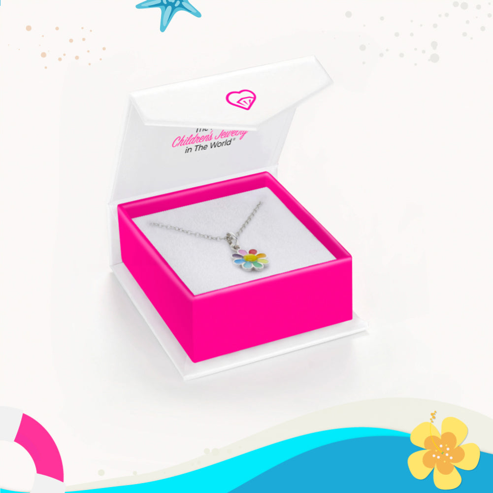 Flower Power Toddler/Girls Necklace Enamel - Sterling Silver