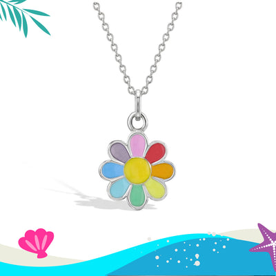 Flower Power Toddler/Girls Necklace Enamel - Sterling Silver