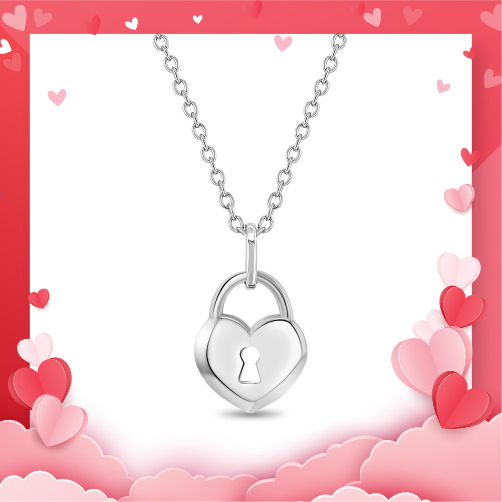 Locked Heart Kids / Children's / Girls Pendant - Sterling Silver