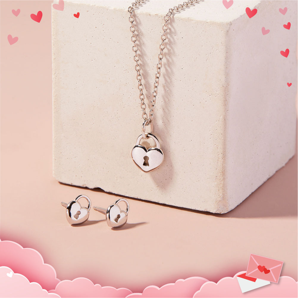 Locked Heart Kids / Children's / Girls Pendant - Sterling Silver