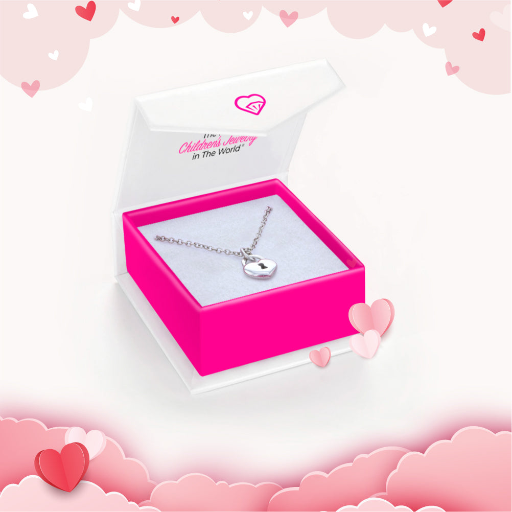 Locked Heart Kids / Children's / Girls Pendant - Sterling Silver