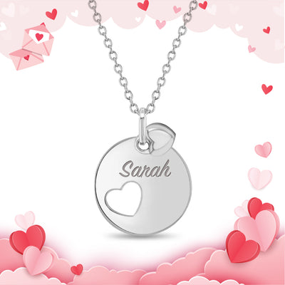 Heart Charmed Engravable  Kids / Girls Pendant - Sterling Silver