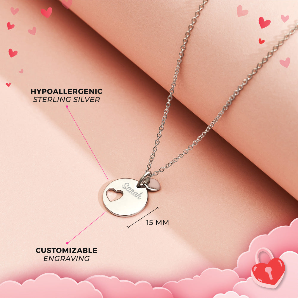 Heart Charmed Engravable  Kids / Girls Pendant - Sterling Silver