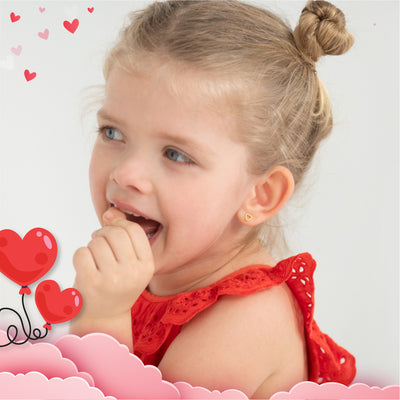 14k Gold Tiny Open Heart Baby / Toddler Earrings Safety Screw Back