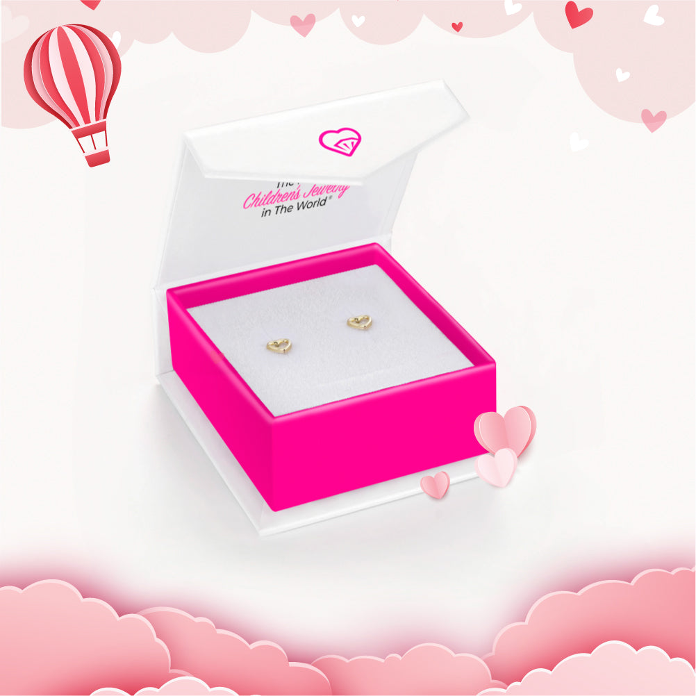 14k Gold Tiny Open Heart Baby / Toddler Earrings Safety Screw Back