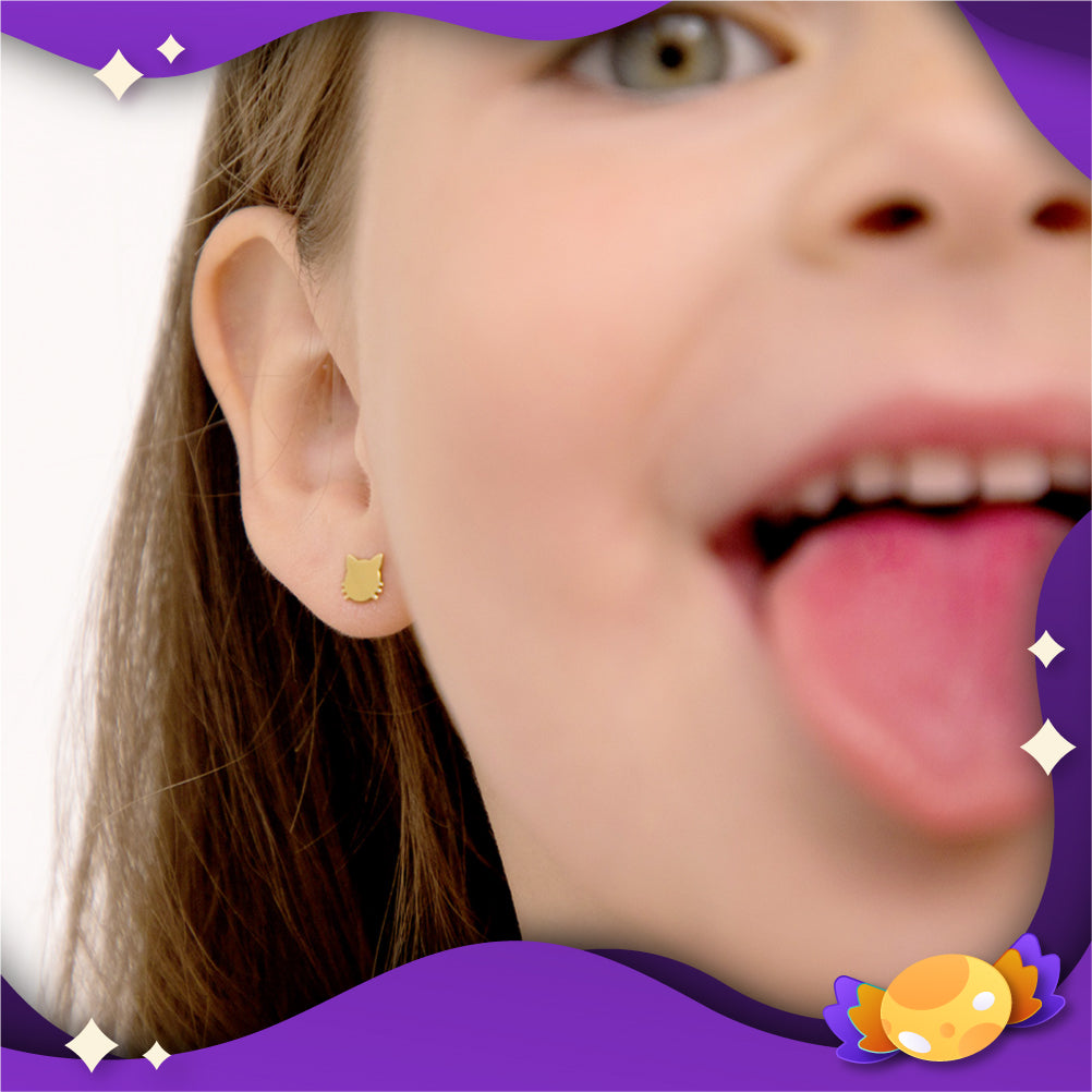 14k Gold Frightful Kitty Earrings