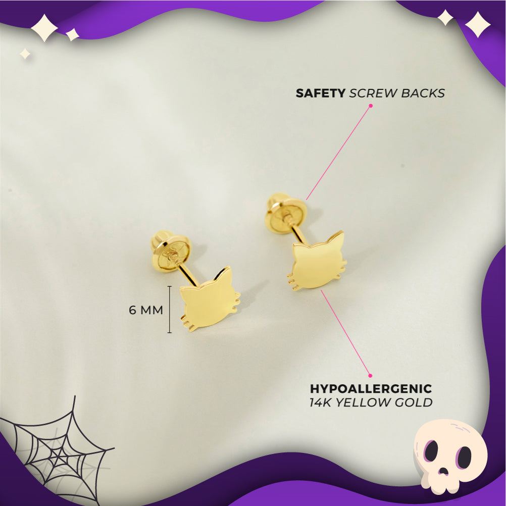 14k Gold Frightful Kitty Earrings