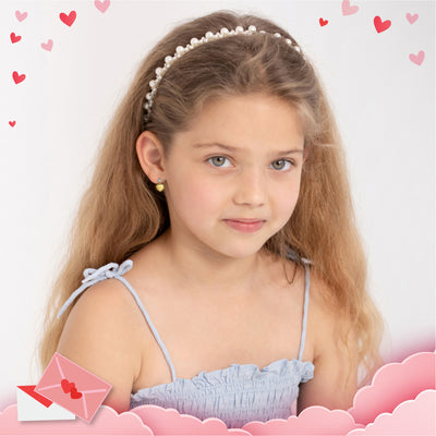 14k Gold Dangle Heart Kids / Girls Earrings Safety Screw Back