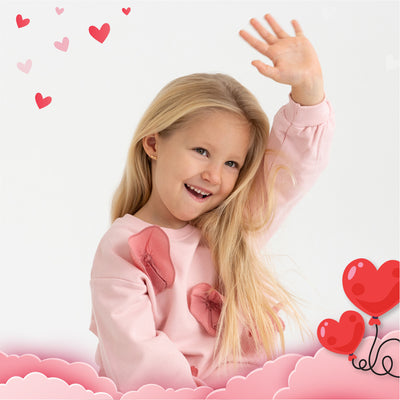 14k Gold Love Heart Arrows Kids / Girls Earrings Safety Screw Back