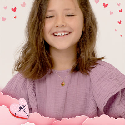 14k Gold Enamel Heart Engravable Red Kids / Girls Pendant/Necklace