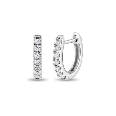 Small Multi Clear CZ 9mm Kids / Children's / Girls Earrings Hoop/Huggie Safety Latch - Sterling Silver