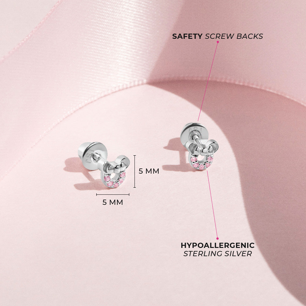 Petite Mouse Baby / Toddler / Kids Earrings Screw Back - Sterling Silver