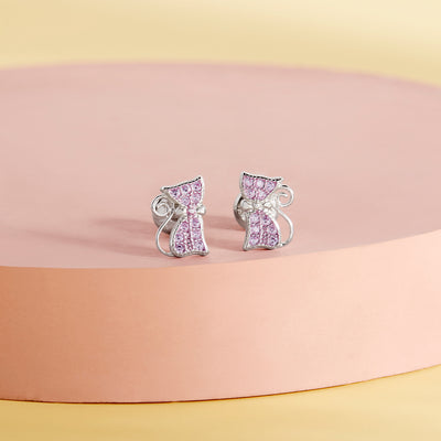 Sassy Kitty Cat Kids / Children's / Girls Earrings Screw Back - Sterling Silver