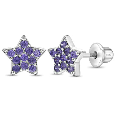 Sparking CZ Stars Baby / Toddler / Kids Earrings Screw Back - Sterling Silver
