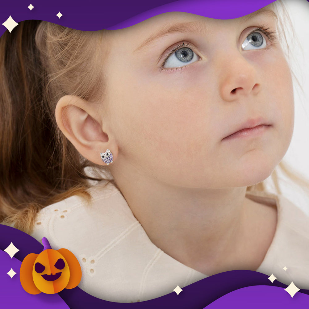 Hoot-Tastic Halloween Owl Earrings - Sterling Silver