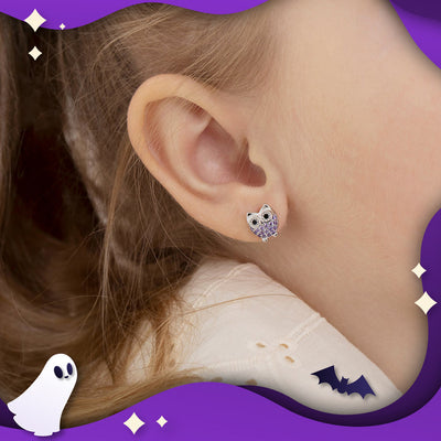 Hoot-Tastic Halloween Owl Earrings - Sterling Silver