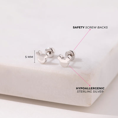 Teenie Mouse Baby / Toddler / Kids Earrings Screw Back - Sterling Silver
