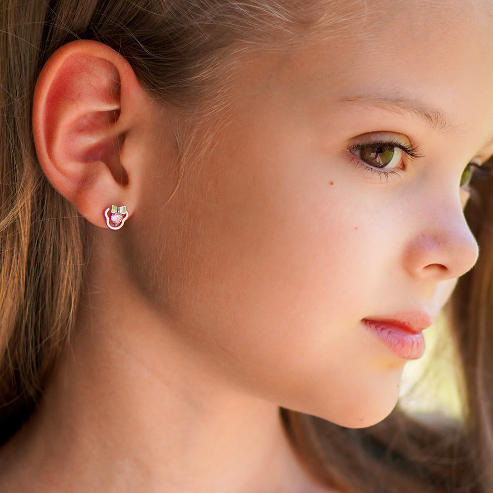 Miss Mouse Baby / Toddler / Kids Earrings Screw Back - Sterling Silver