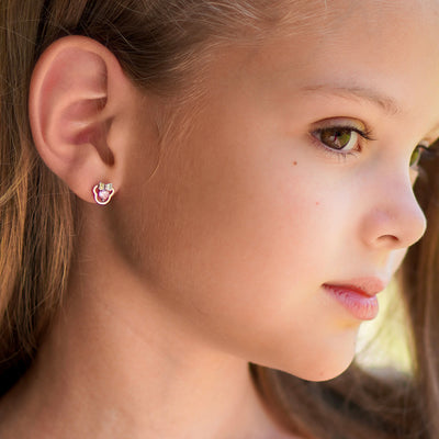 Miss Mouse Baby / Toddler / Kids Earrings Screw Back - Sterling Silver