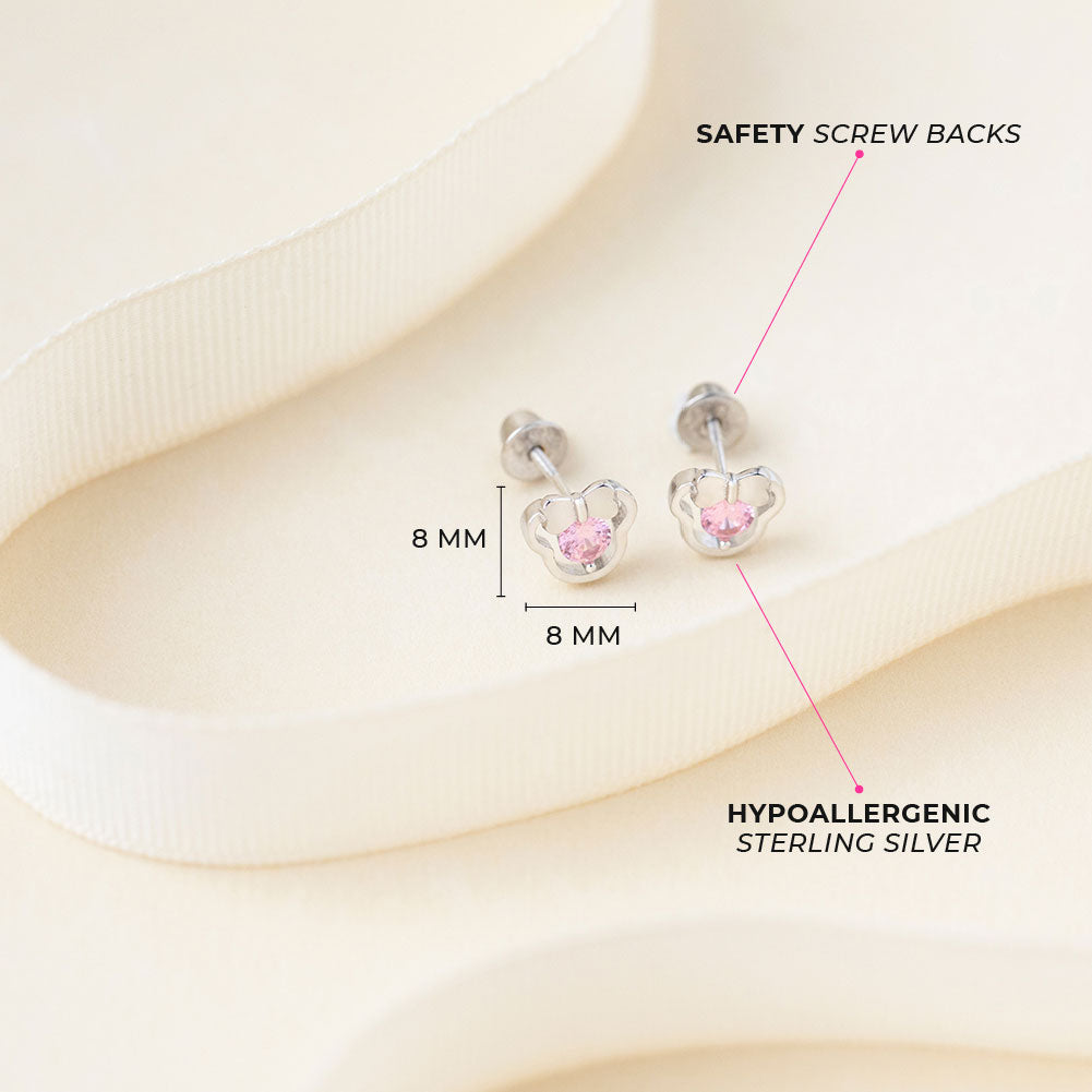 Miss Mouse Baby / Toddler / Kids Earrings Screw Back - Sterling Silver
