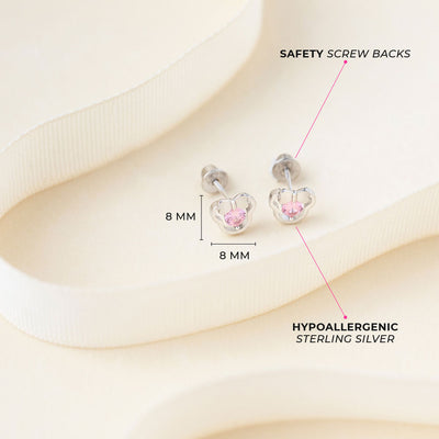 Miss Mouse Baby / Toddler / Kids Earrings Screw Back - Sterling Silver