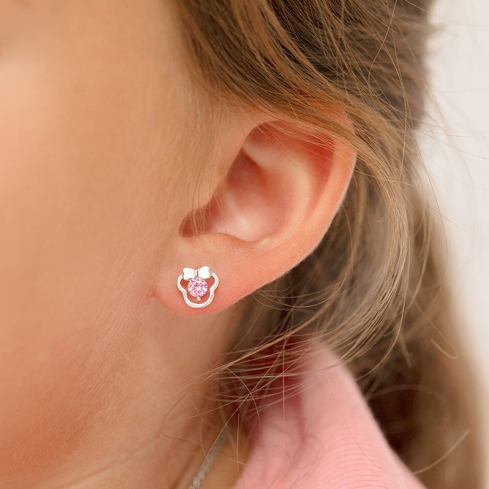 Miss Mouse Baby / Toddler / Kids Earrings Screw Back - Sterling Silver