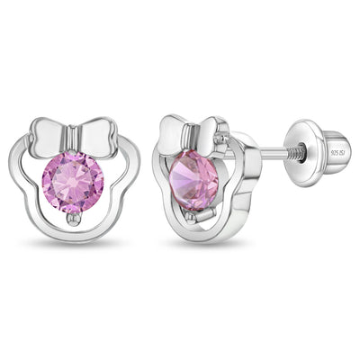 Miss Mouse Baby / Toddler / Kids Earrings Screw Back - Sterling Silver