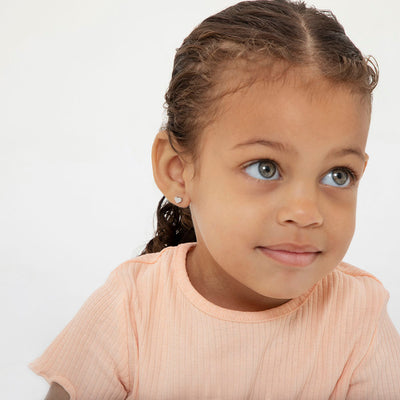 Puffed Polished Heart Baby / Toddler / Kids Earrings Screw Back - Sterling Silver