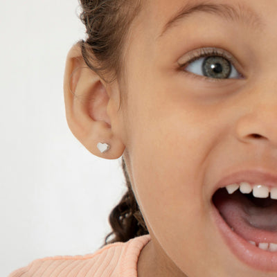 Puffed Polished Heart Baby / Toddler / Kids Earrings Screw Back - Sterling Silver