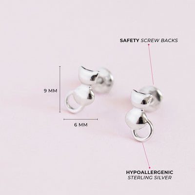 Kitty Cat Waiting for Me Baby / Toddler / Kids Earrings Screw Back - Sterling Silver