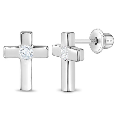 Classic Clear CZ Cross Kids / Children's / Girls Jewelry Set - Sterling Silver