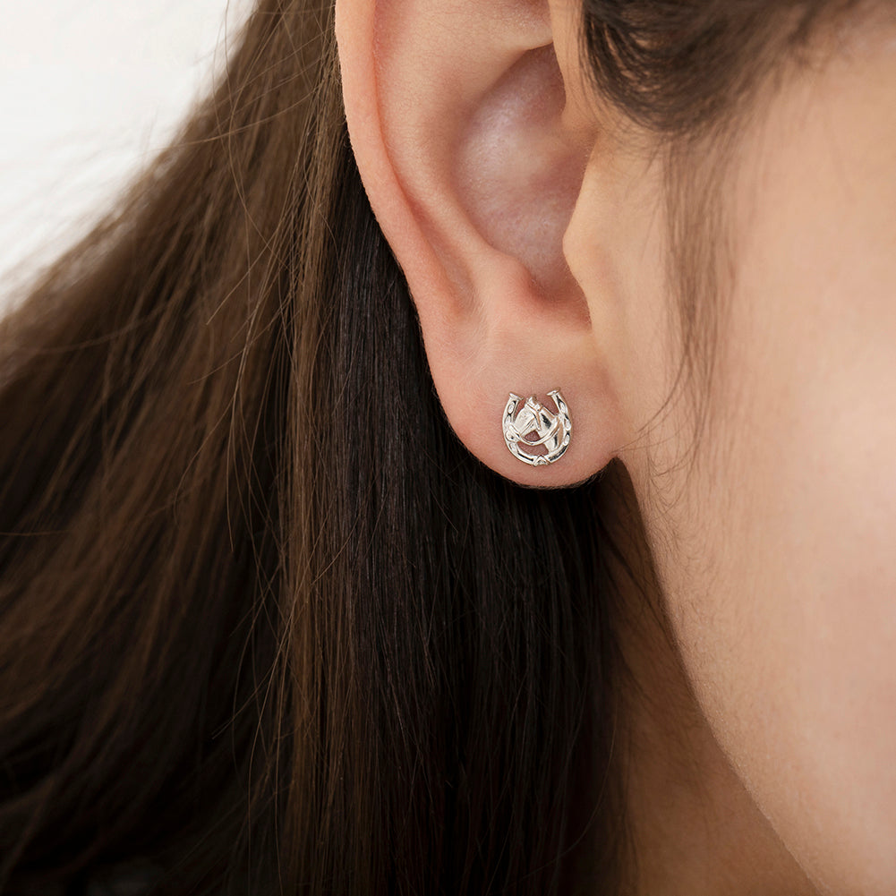 Winner's Circle Horse Kids / Children's / Girls Earrings Safety Push Back - Sterling Silver