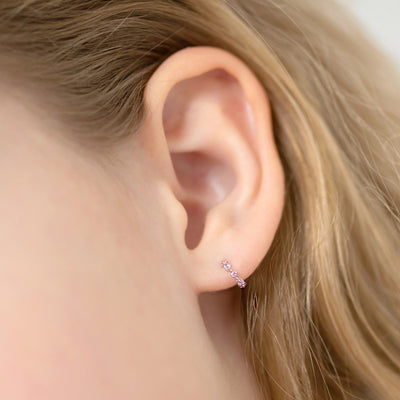 Tiny CZ Hugger Baby / Toddler / Kids Earrings Screw Back - Sterling Silver