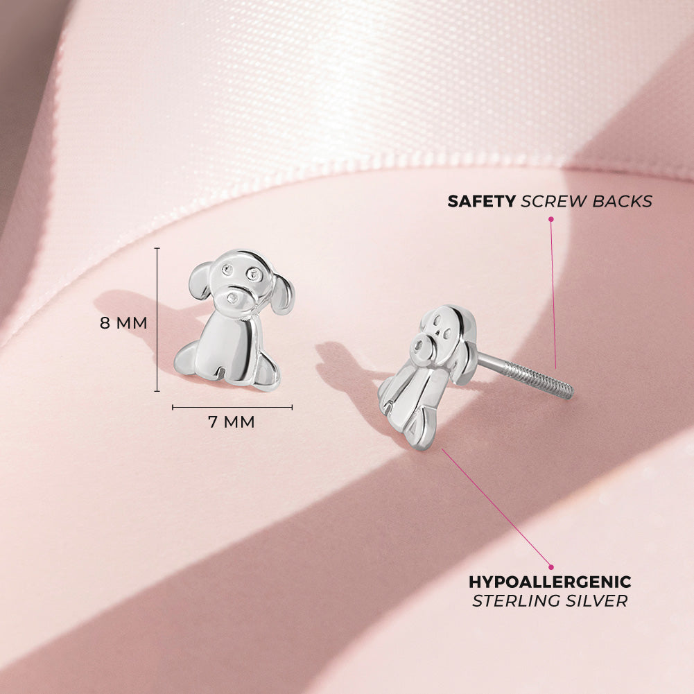 Puppy Dog Pal Kids / Children's / Girls Earrings Screw Back - Sterling Silver
