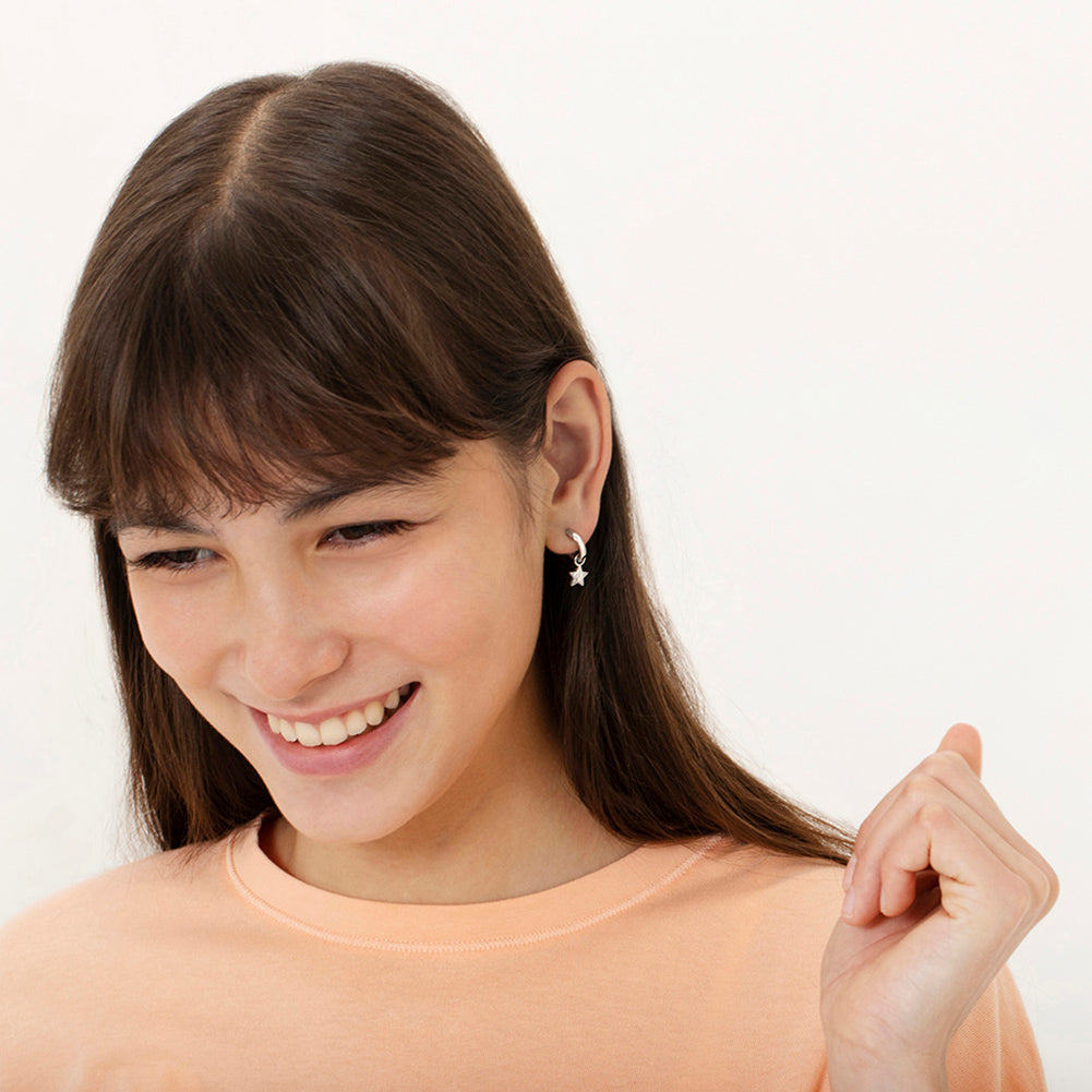 Orecchini A Cerchio Huggie In Argento 925 Con Forma Di Luna – Piccoli, Leggeri, Ipoallergenici, Rodiati, Per Donna E Ragazza, Regalo In Confezione Elegante