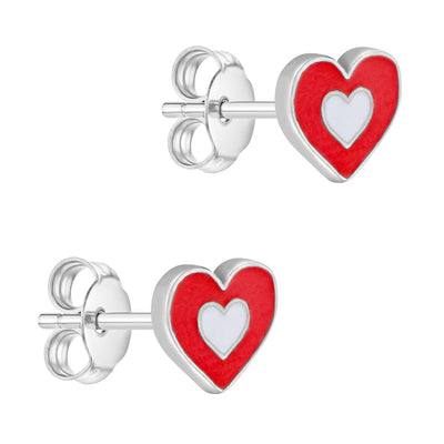 Groovy Hearts Kids / Children's / Girls Earrings Enamel - Sterling Silver