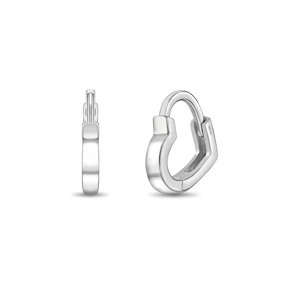 Heart Shaped 8mm Baby / Toddler / Kids Earrings Hoop/Huggie Safety Latch - Sterling Silver