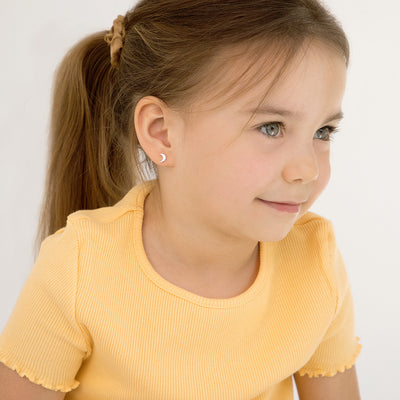 Classic Crescent Moon Kids / Children's / Girls Earrings Screw Back - Sterling Silver