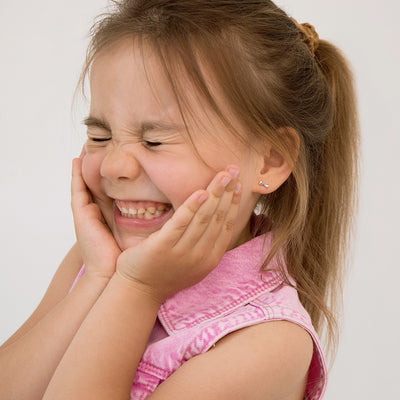 Dainty Dog and Bone Kids / Children's / Girls Earrings Screw Back - Sterling Silver