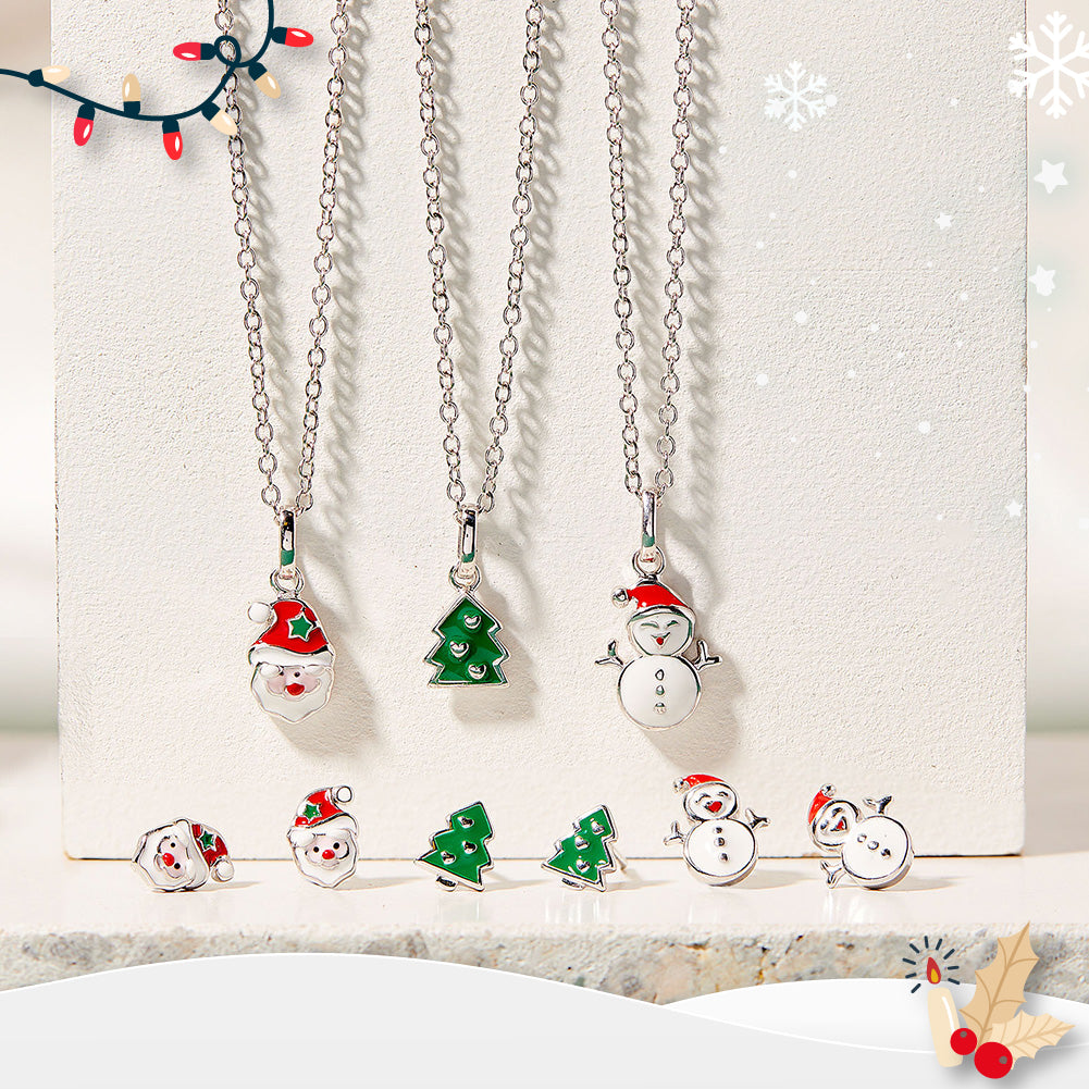 Christmas Snowman Kids / Children's / Girls Earrings Enamel - Sterling Silver