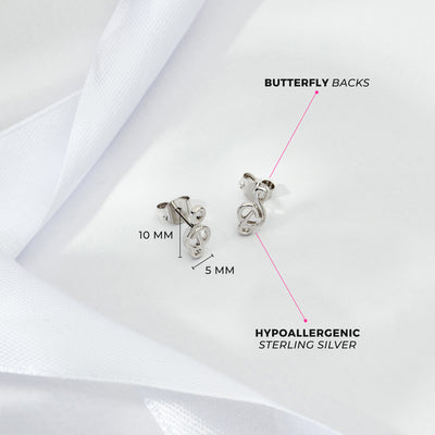 Bright Treble Clef Kids / Children's / Girls Earrings - Sterling Silver