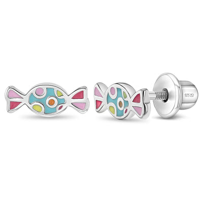 Sweet Tooth Candy Kids / Children's / Girls Earrings Screw Back Enamel - Sterling Silver
