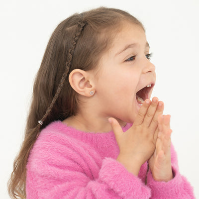 Dog Paw Coin Kids / Children's / Girls Earrings Screw Back - Sterling Silver