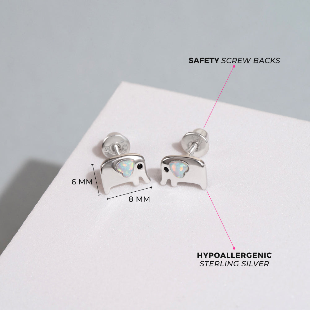 Gentle Giant Opal Kids / Children's / Girls Earrings Screw Back - Sterling Silver
